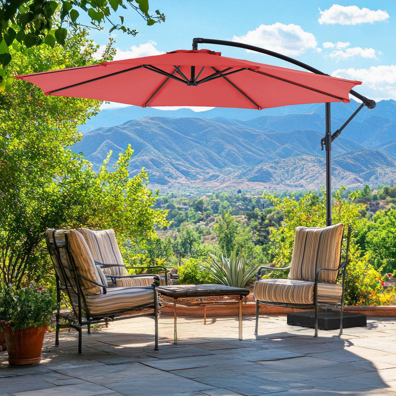 Parasol de patio en porte-à-faux 9,8pi, Rouge