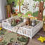 Lit plateforme simple en bois de pin massif avec garde-corps de sécurité, cadre de lit au sol avec ouverture centrale pour la décoration de chambre d'enfant-1629720202