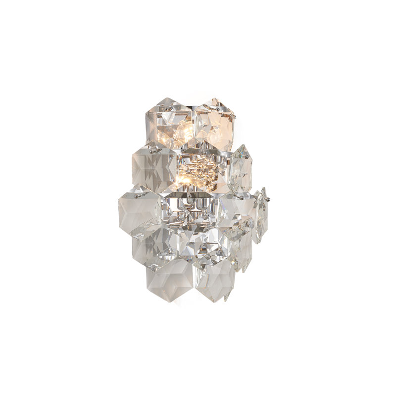 Armed 3-Light Stainless Steel Wall Sconce With Clear Crystal Accents, Chrome
