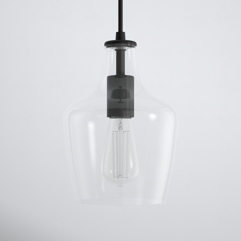Lisbon 1-Light Pendant With Clear Glass, Black