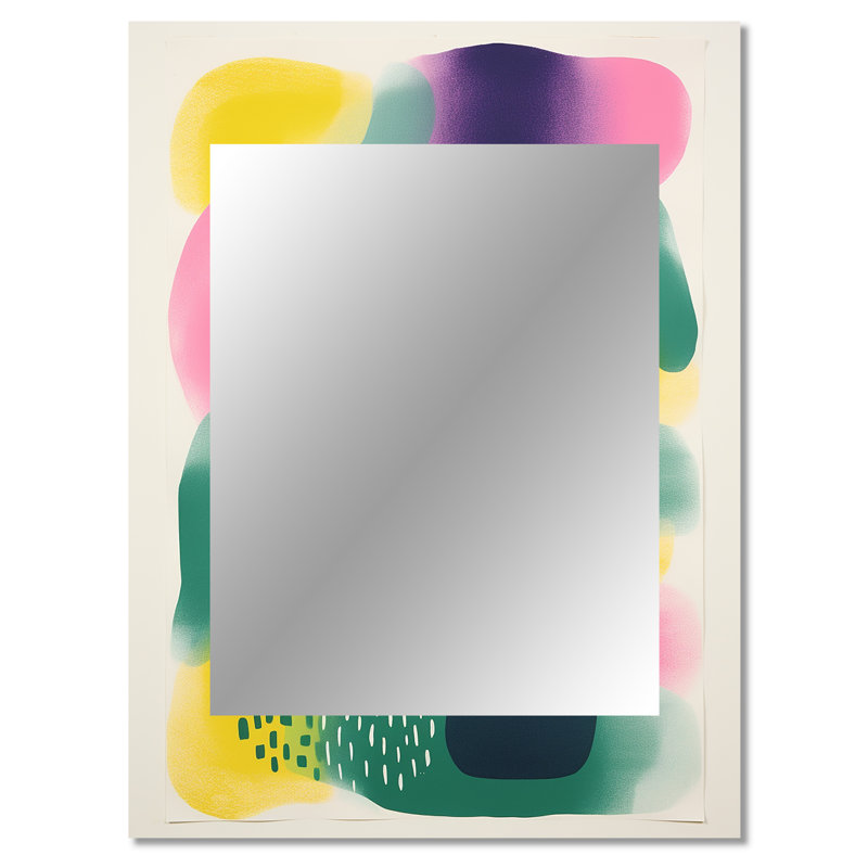 Yellow and green Abstract collages enchantment - Modern Rectangular Wall Mirror, 40" x 30"