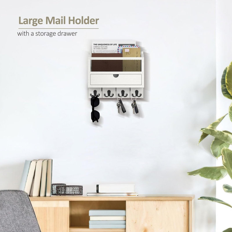 Wood Wall Organizer with Wall Baskets