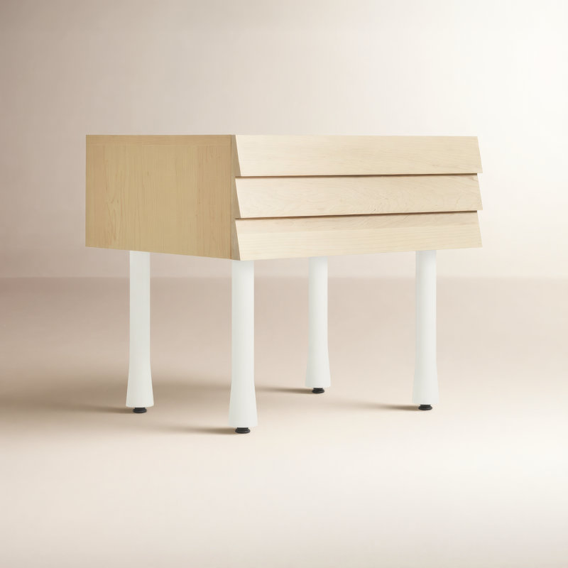 Lap 21.7'' W Solid Wood Nightstand, Whitewashed Maple / White