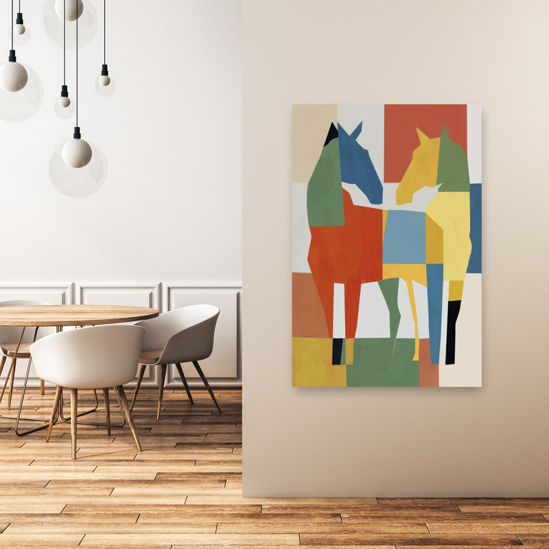 Abstrait cheval coloré abstrait, impression audacieuse cheval coloré, 48" H x 32" W