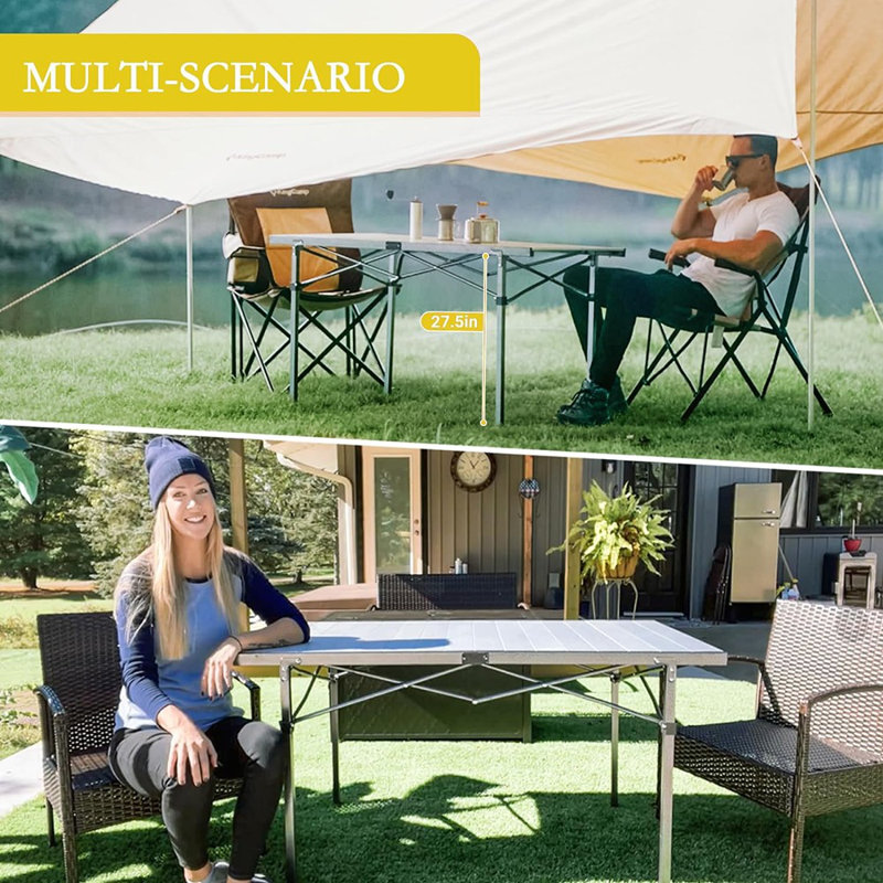 Table de camping pliante en aluminium
