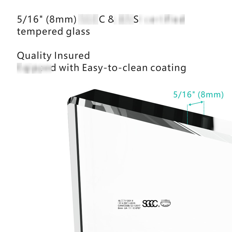 Sliding Tempered Glass Bathroom Door, 56 - 60"W X 76"H, Style, Matte Black Accessories, Smooth Movement, Easy Clean Finish, Refresh Option Shower 5/16" Thick Glass, Accents, Tracks, Surface, Upgrade