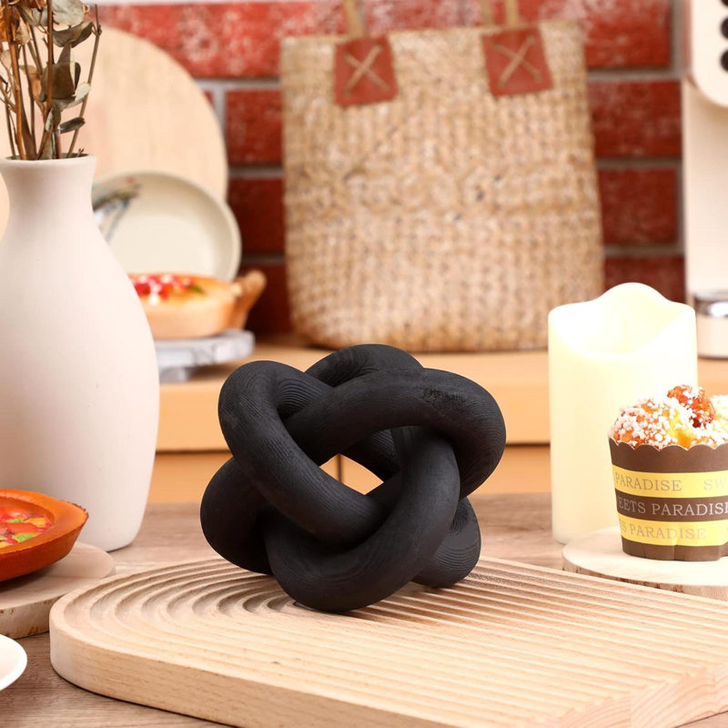 Wood Chain Link Decor 3 Link Wood Knot Decor Hand Carved Coffee Table Decor Modern Shelf Decor Boho Chain Decor Rustic Decorative Objects For Home Living Room Bedroom Decoration