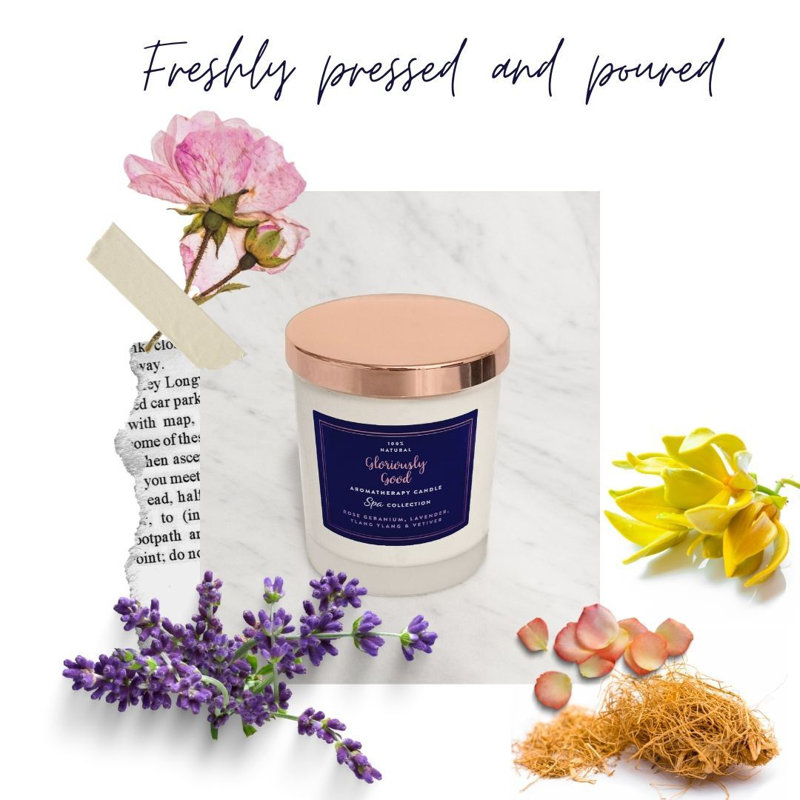 Spa Rose Geranium, Lavender, Ylang Ylang & Vetiver Scented Jar Candle
