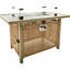 Table de foyer au propane 60 000 BTU avec pierres bleues, 43 po, rectangulaire, à tissage ouvert, pour patio, terrasse, jardin ou cour arrière - Table orange et jaune moutarde, pare-vent en verre.