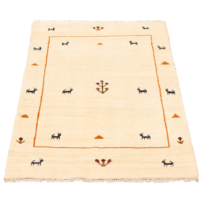 Tapis crème Kashkuli Gabbeh 3 pi 6 po x 6 pi 2 po