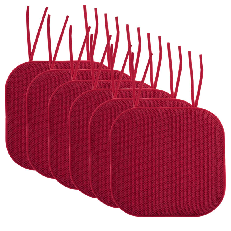 Coussin de chaise antidérapant en mousse à mémoire de forme 16 po x 16 po avec attaches Honeycomb, 6, Rouge