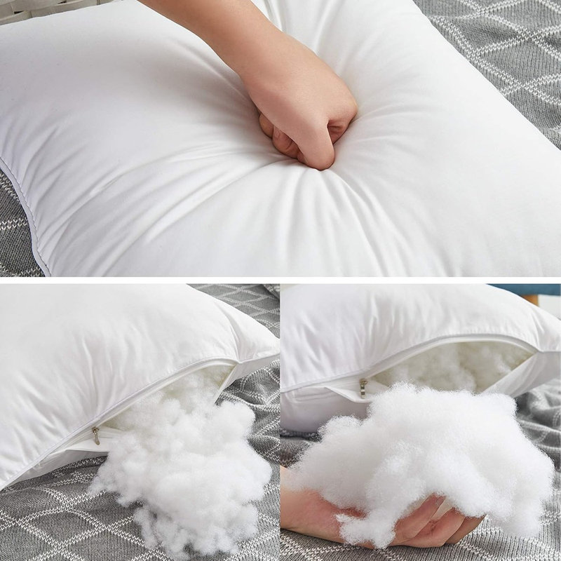 White Square Pillow Inserts with Cotton Cover, Soft Decorative Cushion Fillers for Sofa, Couch and Bed