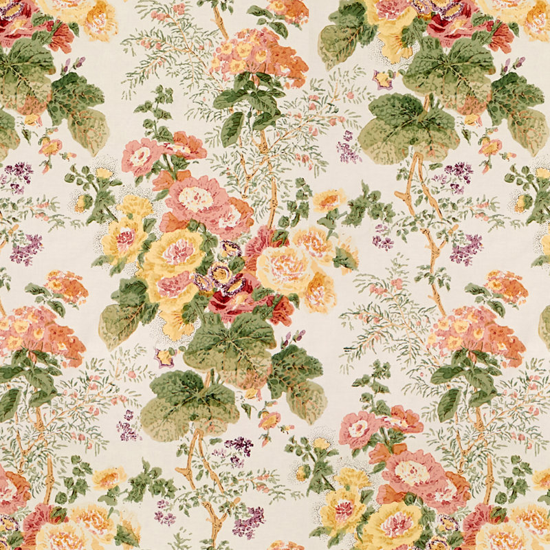 Hollyhock Hdb Cotton Fabric, Red/Green