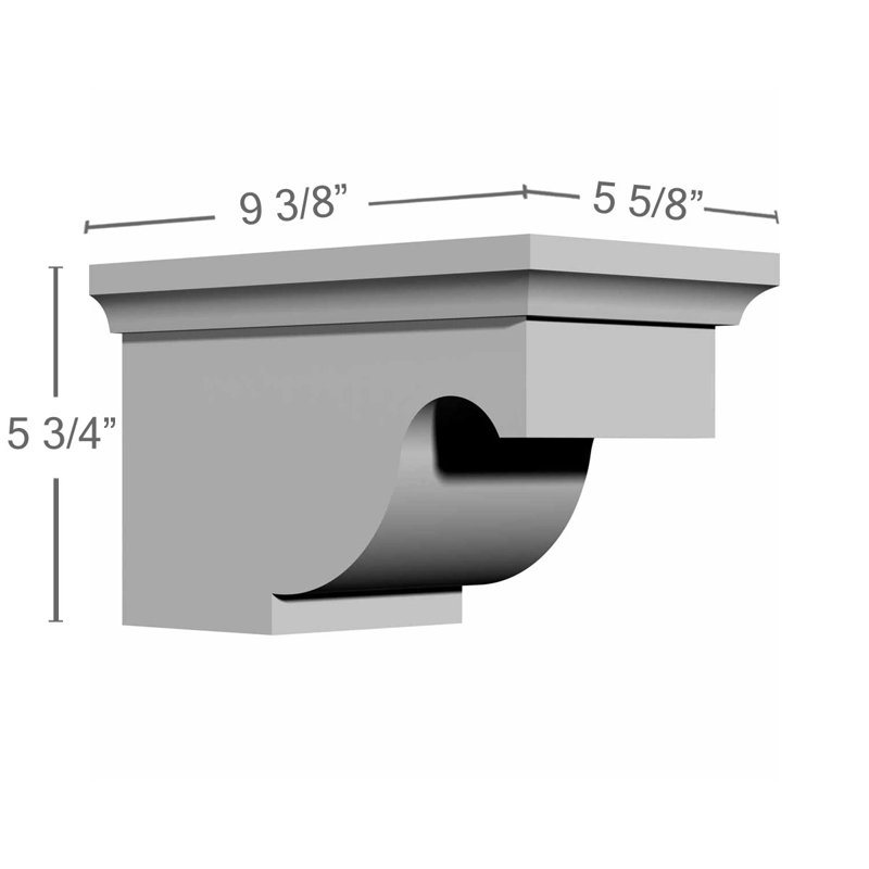 Endurathane Dublin Bracket, 5 5/8"W x 9 3/8"D x 5 3/4"H, Factory Primed, 5.75"H x 5.625"W x 9.375"D