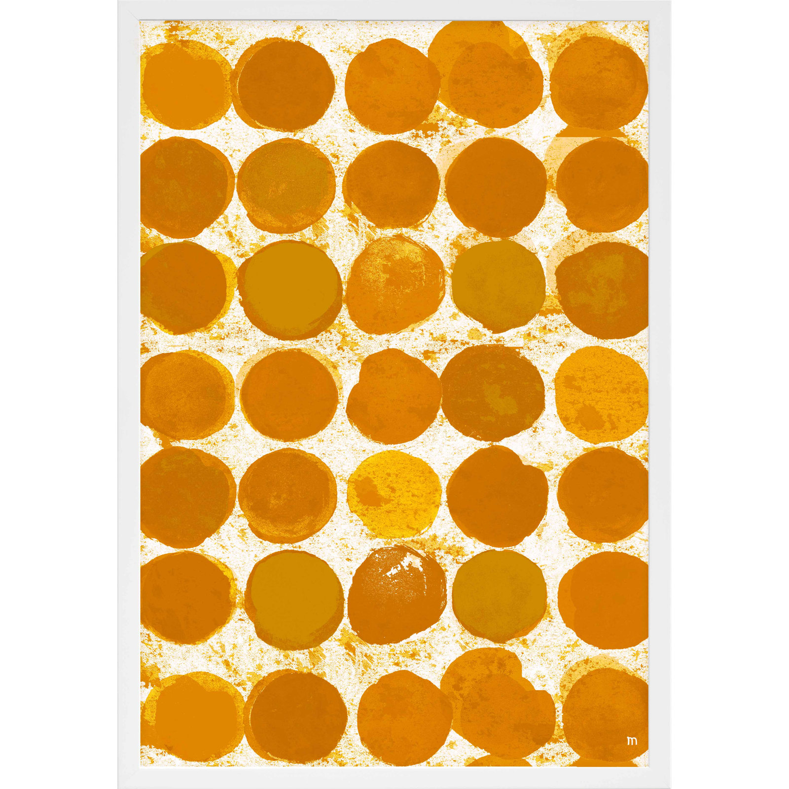 Satori Dots Pattern Curry Print, 20" H x 14" W x 1.25" D, White Framed