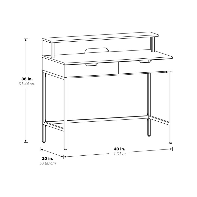 Metal Base Writing Desk, Brown/Black