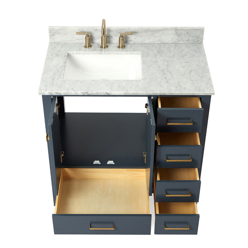 Ensemble de meuble-lavabo simple 37 po Flynt, Bleu minuit