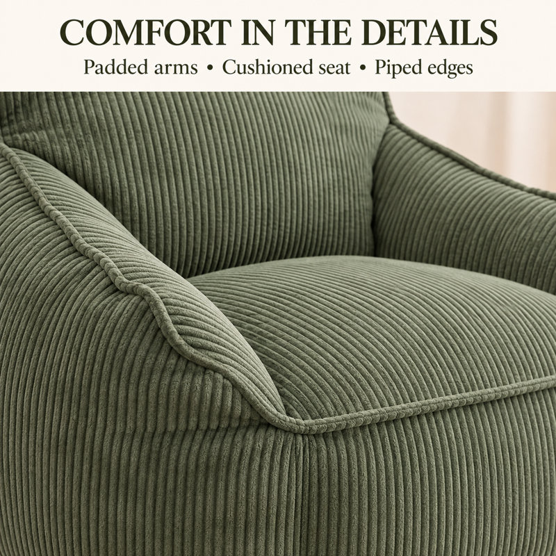 38.6 " Corduroy Sofa, Green