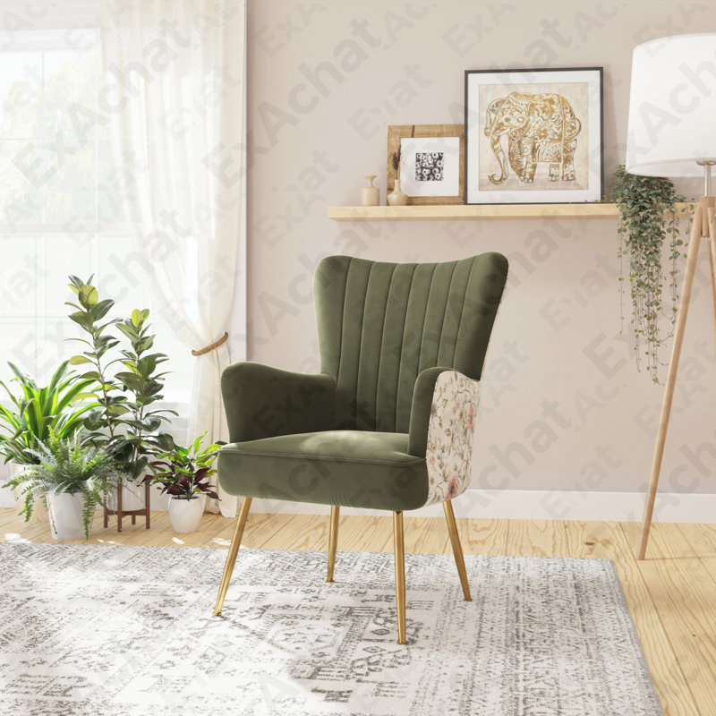 Chaise d'appoint verte avec imprimé