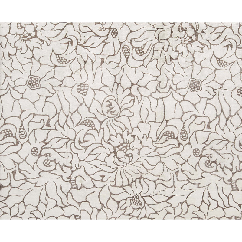 Hand-Knotted High-Quality Ivory Area Rug