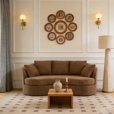 Canapé incurvé de 73,82 po, chenille moelleuse de luxe moderne extra-profonde
