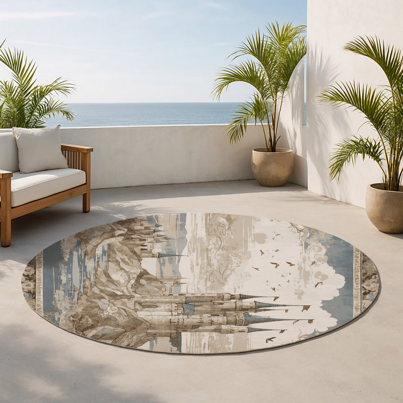 Timeless Citadel Indoor And Outdoor Area Rug, Round 5'