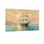 Paysage et nature, bateau à voile, coucher de soleil, ville côtière, art à l'aquarelle-813722713