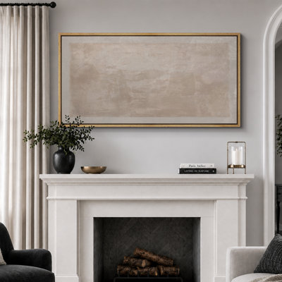 Large Framed Canvas Print Wall Art - Neutral Abstract Print for Minimalist Modern Home Decor