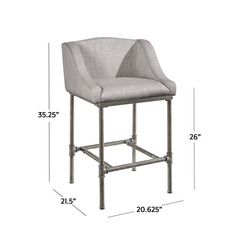 Halltown Metal Counter or Bar Height Stool, Gray, Counter Stool (26" Seat Height)
