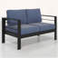 Causeuse en aluminium antirouille avec coussins bleus épais-157149044