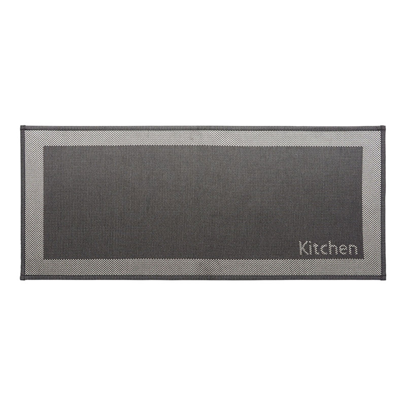 Two-Tone Black Kitchen Runner Rug 20x48, Black, Runner 1'8" x 4"