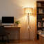 Lampe trépied moderne Mid-Century avec tablette - DEL à intensité variable avec télécommande, 4 températures de couleur, fonction mémoire et abat-jour en lin pour le salon, la chambre à coucher, le bureau