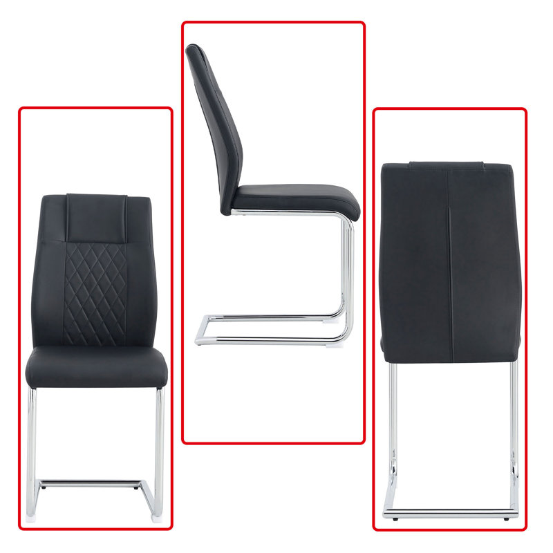 17.71'' H Faux Leather Upholstered Side Chair, Black