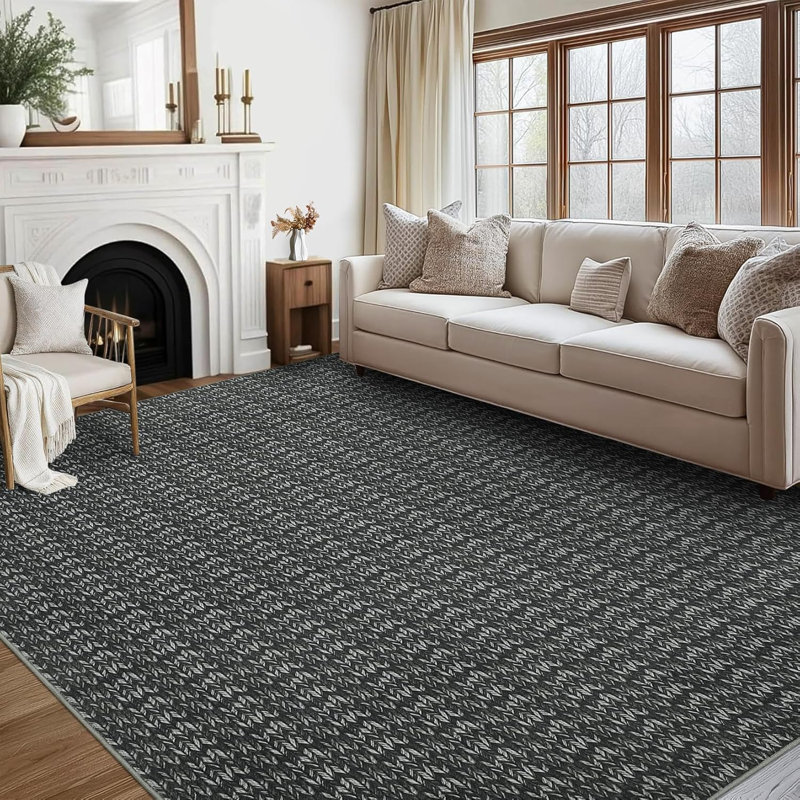 Washable 5x7 Area Rug Baby Room Contemporary Boho Non-Slip Low Pile Stain-Resistant No-Shedding Easy-Clean Modern Blue Dorm Home Office