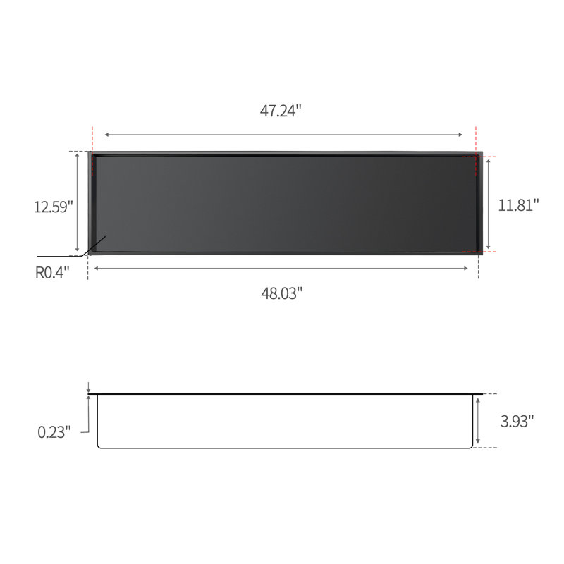 48"x12.6" Stainless Steel 18 Gauge Black Rectangular Recessed Shower Niche