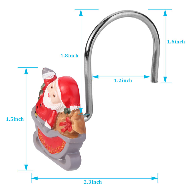 Crochets de rideau de douche Chrismas Santa