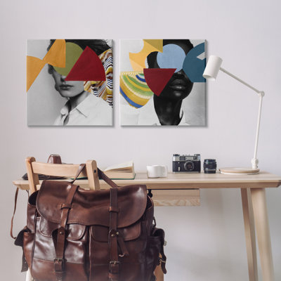 Obscura Pop Portraits 2 Piece Canvas Wall Art Set, design by Victoria Barnes