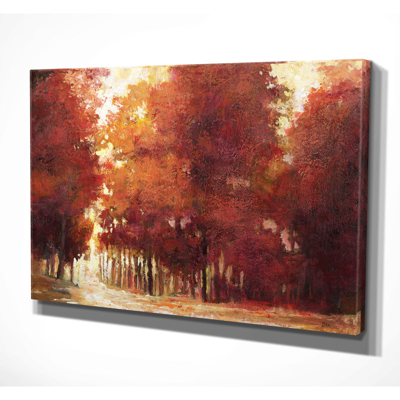 «Afprès Light», reproduction de peinture à l'huile sur toile tendue en rouge, H 18 po x l 27 po x P 1,5 po
