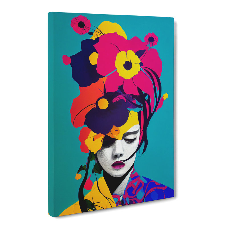 Vires Floral Woman Pop - Wrapped Canvas, 50cm H x 35cm W x 3cm D