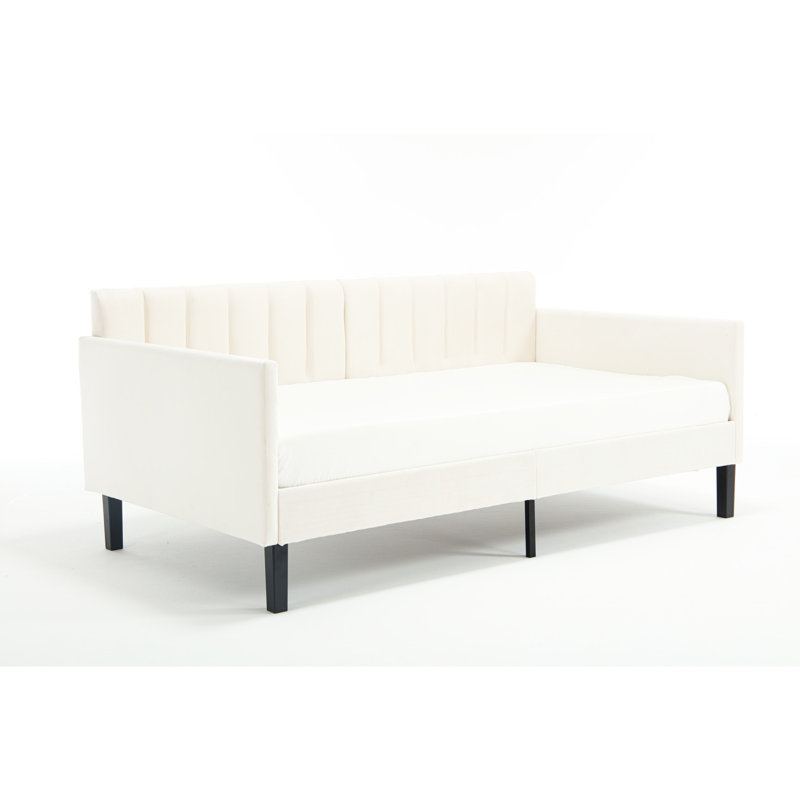 Modern Twin Daybed With Stable Frame And Soft Velvet Upholstery Breathable Support For Home Office