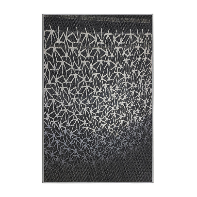 Tapis noir/gris tissé à la machine, Rectangle 3 pi x 5 pi