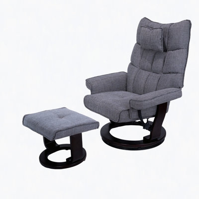 8-Point Massage Recliner With Ottoman, Heated Chenille Fabric  Reclining Chair, Bent Wood  Base, Indoor Lounge TV Chair With Footrest For Living Room