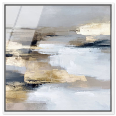 Hushed Amber II Framed Acrylic Print Large Abstract Art by Art Remedy, White Frame, 24 x 24