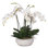 Two Tone White Silk Phalaenopsis Orchids With Reindeer Moss And Bamboo Pole In Stone Wash Round Pot