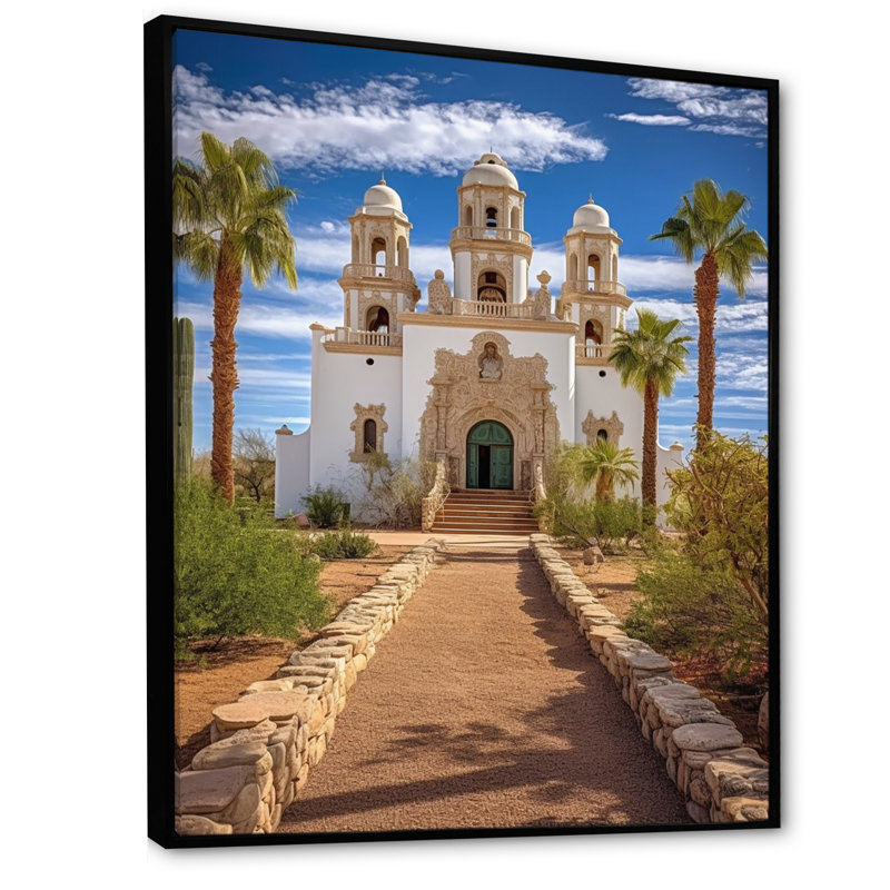 «San Xavier Del Bac Mission Memory - Nevada», reproduction d'art sur toile, H 32 po x l 16 po x P 1 po, Cadre flottant noir