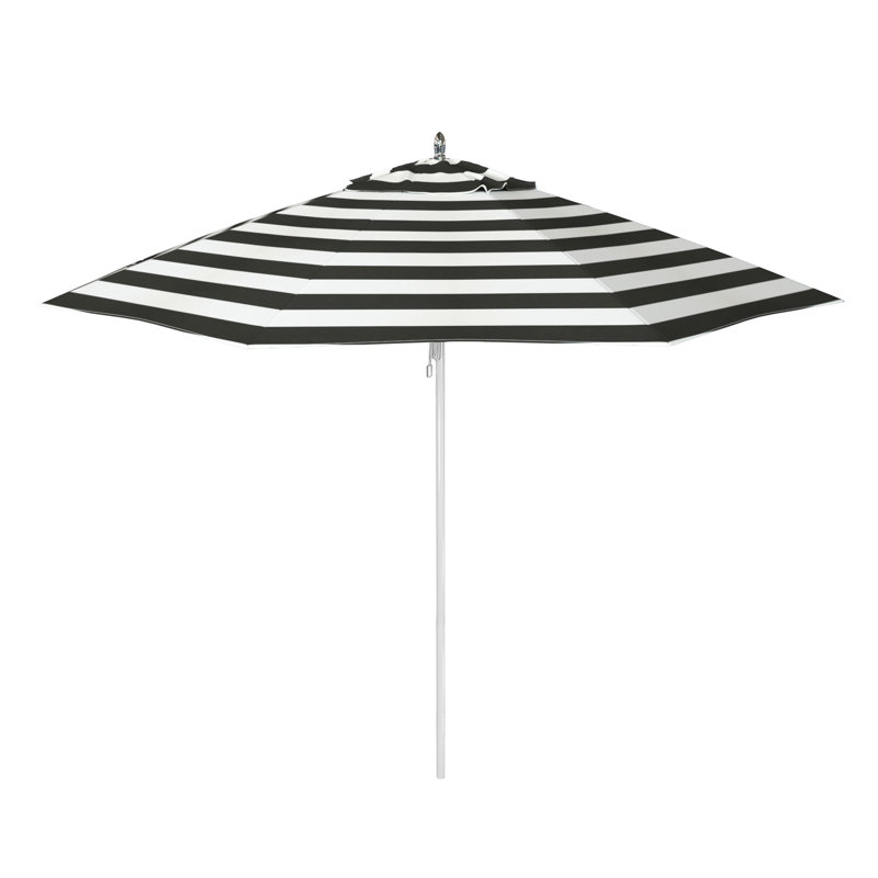 Parasol de patio en aluminium 9 pi, Rayures blanches/noires