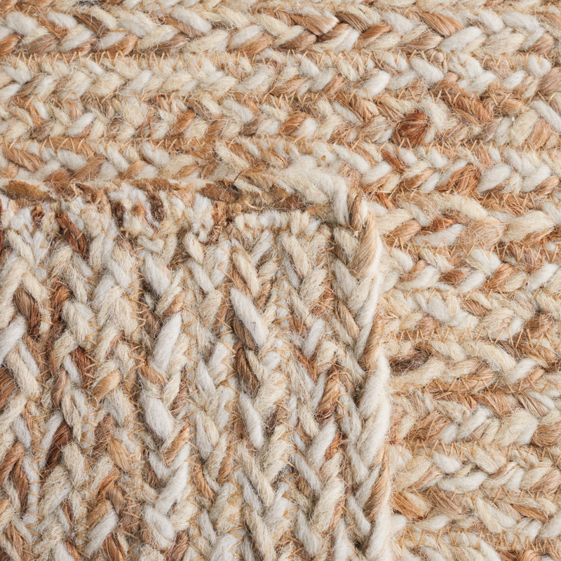 Jarieliz Natural Fiber Hand Loomed Wool/Jute Rug in Ivory/Natural, Square 6'