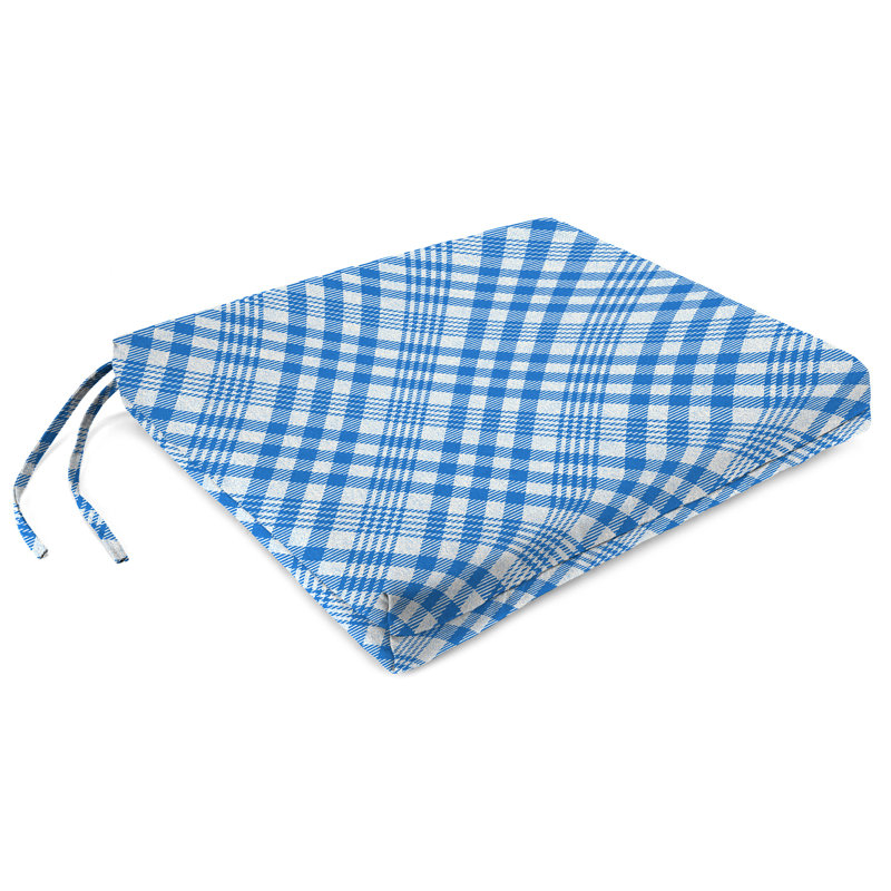 19" x 17" Outdoor Seat Cushion with Ties, Blue 2