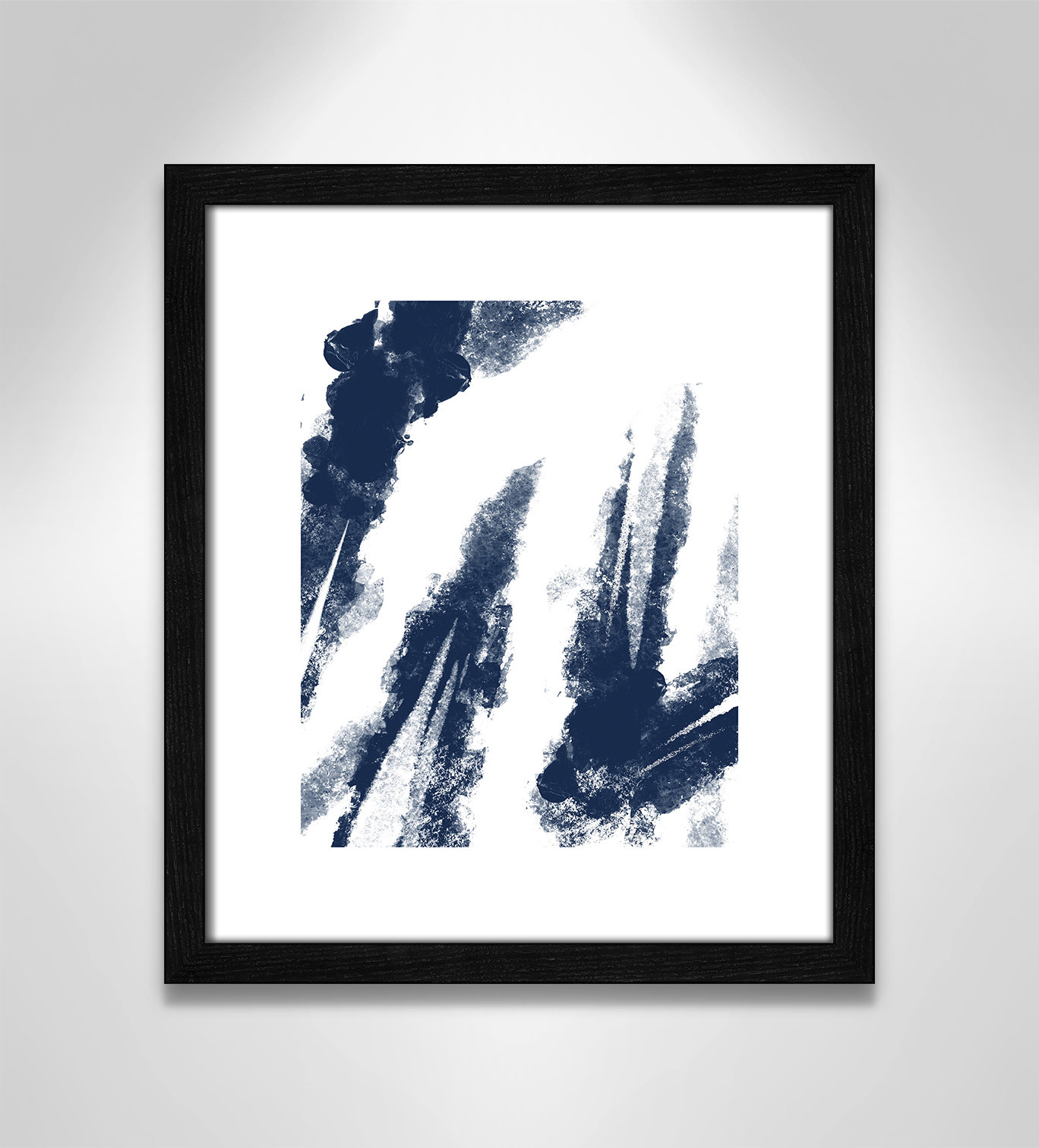 Ferne "Navy Striking Seams 2" Print, 15" H x 13" W x 0.75" D, Black Wood Framed Paper