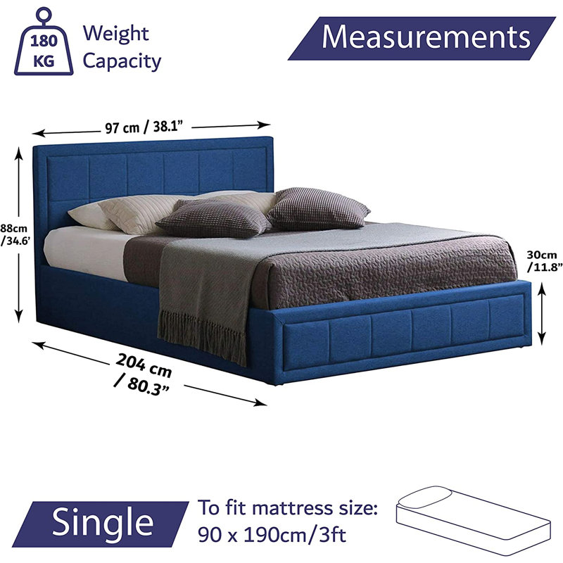 Jitekar Upholstered Ottoman Bed, Single (3')